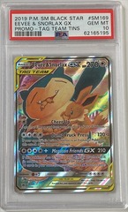Eevee & Snorlax GX - SM169 - SM Black Star Promo - PSA 10